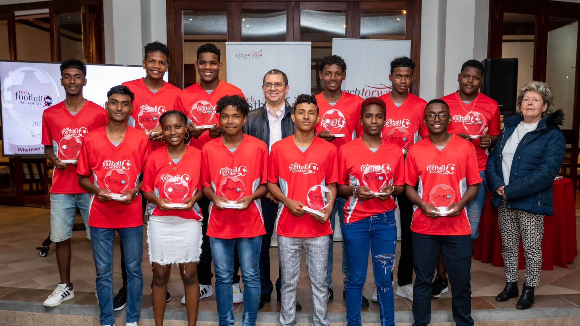 MCB football Academy team posing for a photo